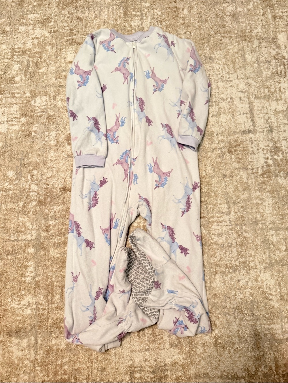 Carter's Lavender Unicorn Print Footed Sleep pajama size 8